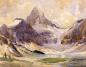 "Mount Assinaboine, Lake Magog" Watercolour Painting by Alfred Crocker (A.C.) Leighton