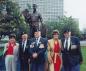 Mr. and Mrs. Whorrall (on far right) in front of the Korean War memorial.