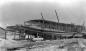 The hull and decks of the S.S. D.A. Thomas under construction.