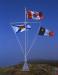 Canadian, Nova Scotian and Acadian flags.