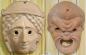 Clay Tragic Mask (replica) left and Clay Comic Mask (replica) right.  
