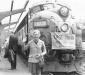 Mary Sanford stands by last passenger train to stop in White Rock, after its arrival in Vancouver.