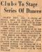 Newspaper clipping advertising upcoming dances.