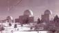 Closed October 1st 1974 Canadian Forces base Foymount showing radar domes in winter.