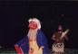 Guujaaw sings as Reg Davidson dances his eagle spirit mask.