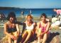 Lorna Coles, Marilyn Hayley (Coles), and Betty Goodland at the beach