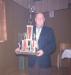 Weldon Coles accepting trophy for Darts in the Townhall, Elliston
