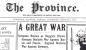 The headline run in the local paper announcing the First World War.