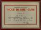 Ralph Lister's 1954 "Hole in One" Certificat