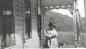 Ethel Bromley on a porch