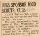 JUGS newspaper clipping -- JUGS support local Boy Scouts