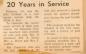 JUGS newspaper clipping -- 20 years in service
