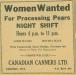 Women Wanted for Processing Pears - Advertisement for Canadian Canners