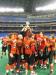 The victorious ADHS Thunderbolts hoist the Cup after defeating Peterborough's Crestwood Mustangs.