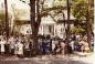 The crowd waiting admintance to the Opening Day celebration at Hutchison House Museum