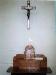 Mini altar and a wood cross with mother of pearl.