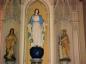 Painted Wood Madonna on Pedestal at Assumption Church.