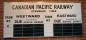 Canadian Pacific Railway Passenger Train Time Board