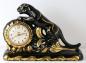 Black panther mantel clock with smaller dial, Snider Clock Corporation (windup).