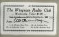 W.A. Galbraith's 1930 Wingham Radio Club card