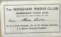 Charles Lever's Wingham Radio Club card, 1926-1927