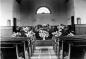 The sanctuary decorated for a 1942 wedding.