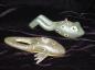 Two frog style fish decoys carved by Dwight Dickerson