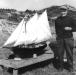 Uncle Alb Brown of Winterton with the schooner model he built.