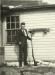Abram B. Konrad with his new hunting gun at the family home on Parsons Road