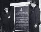 Roger Teillet and John Robarts unveil the Sunnybrook transfer dedication plaque